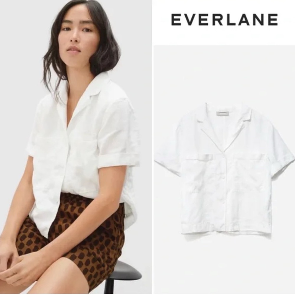 Evereve White Short-Sleeve Button-Down Shirt
